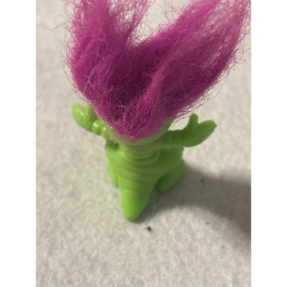 Vintage Green Troll Dragon Dinosaur Creature Figurine Pink Hair China‎